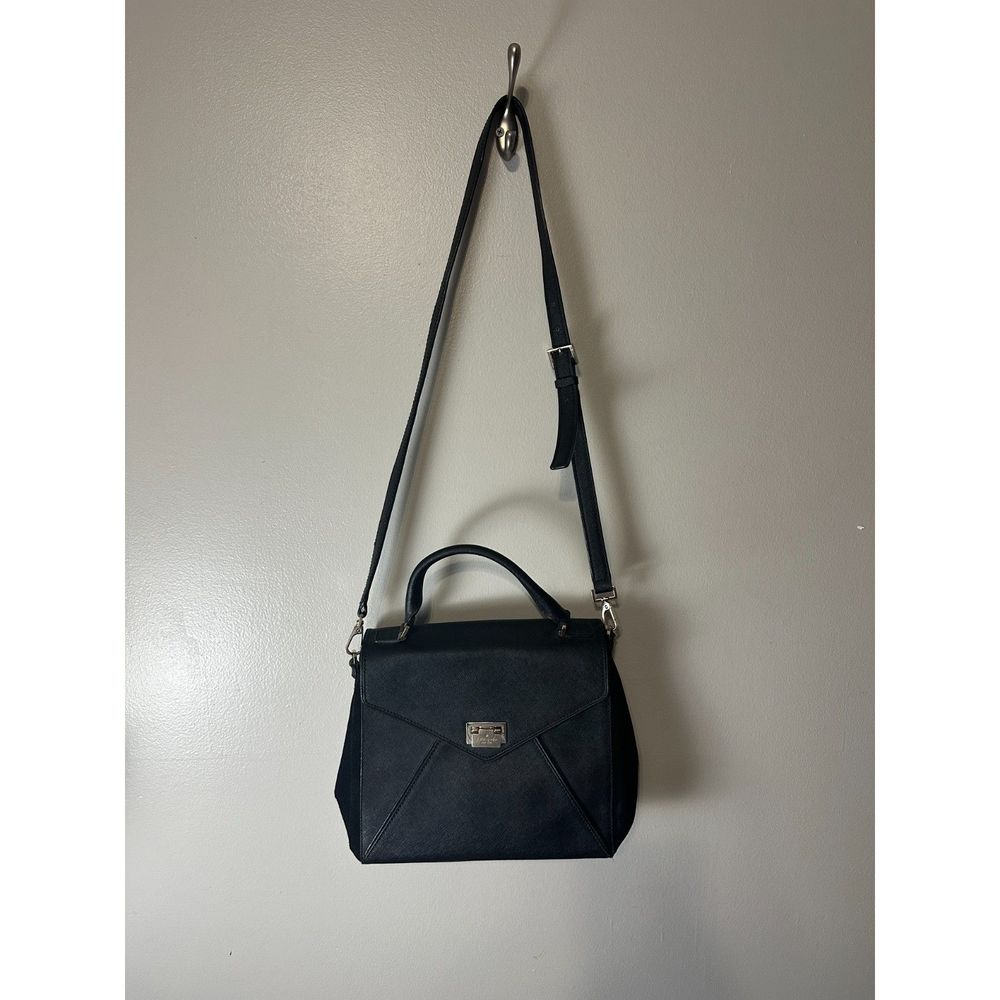 Kate Spade Leather Suede Pushlock Closure Satchel Crossbody Handbag Purse